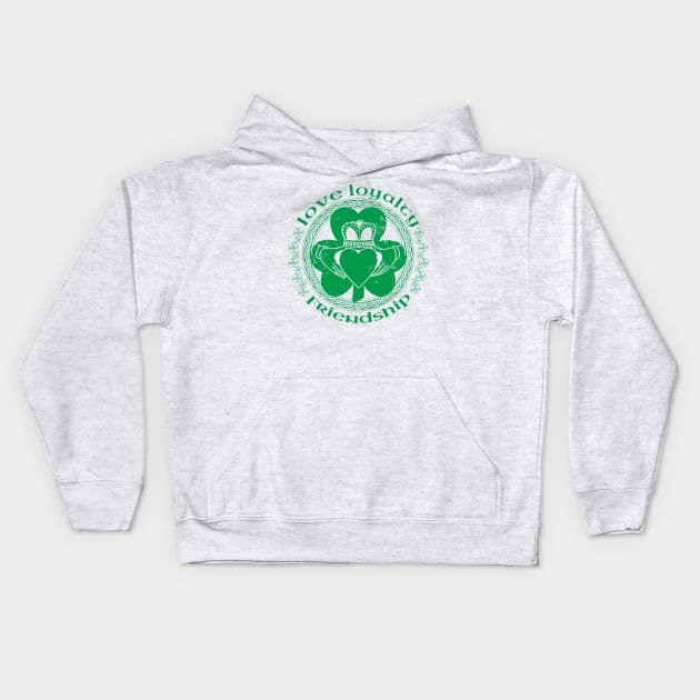 Irish Claddagh Ring Love Loyalty Friendship St Pattys Day Kids Hoodie by graphicbombdesigns